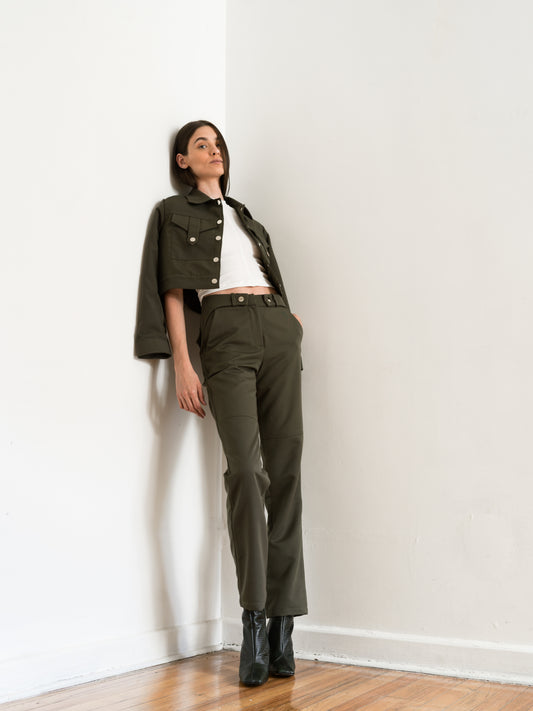 PANTALÓN GABARDINA VERDE OLIVO